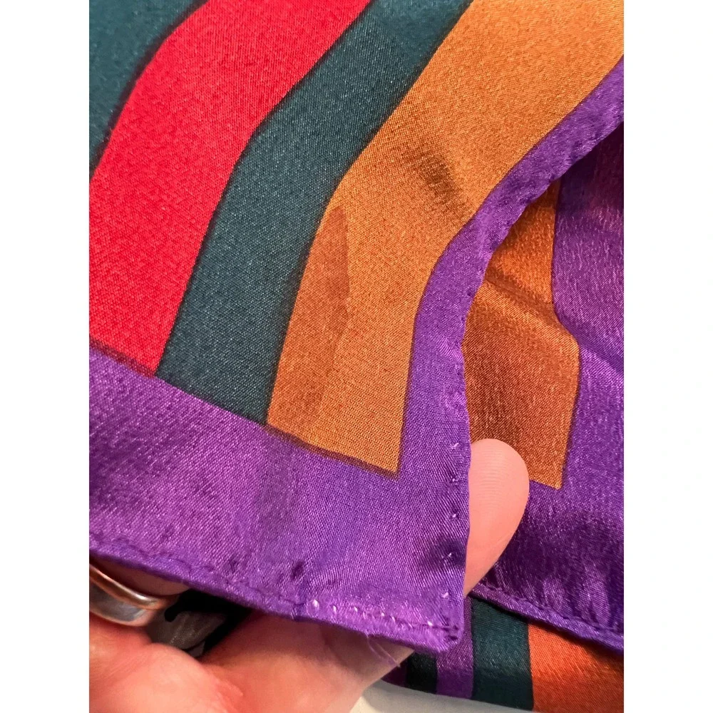 Elaine Gold 100%‎ Silk Scarf Vibrant Multicolor Abstract Design 10